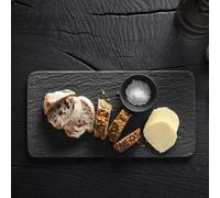 Villeroy & Boch 10-4239-2281 Manufacture Rock Rectangular Serving, Beautifully Shaped Presentation Plate Maoffrom Premium Porcelain, Dishwasher Safe, Black
