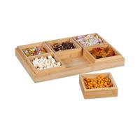 Serving platter 6 sections bamboo material serving tray snack serving set
