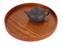Serving Platter Round Wooden Serving Tray for Eating, Entertaining, Decorating and Organizing(Diameter 33cm)
