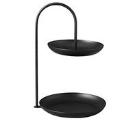 Serving Platters 2 Tier Iron Fruit Serving Tray Storage Platter for Fruit Dessert Cakes Fruit Cookie Candy Snacks, Stylish Baking Paint Process Serving Tray (Black)