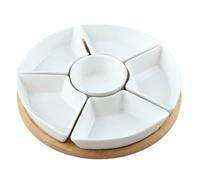 Serving Platters and Trays 360° Rotatable Divided Veggie Fruit Platter Removable Serving Trays for Party Ceramic Dishes for Chips and Dip, Fruit, Veggies, Snacks