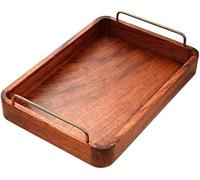 Serving Platters Decorative Tray with Metal Handles for Coffee Table | Rectangular Serving Tray with Metal Handles for Stylish Serving and Home Decor in Living Rooms or Dining Areas
