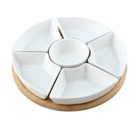 Serving Platters, Rotating Dip Set, Revolving Snack Bowl, Ceramic Serving Dishes, Divided Veggie Fruit Platter, Removable Serving Trays