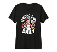 Serving Sass Daily Retro Waitress Funny Diner Premium T-Shirt