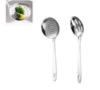 Serving Spoon,2 pcs Slotted Spoons for Straining 33cm,Stainless Steel Cooking Spoon Kitchen Serving Skimmer Ladle Multi-Purpose Kitchen Utensils for Straining Pasta Cooking Frying