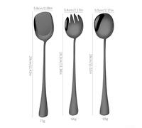 Serving Spoon Set, Stainless Steel Long Handle Fork Spatula, Modern Kitchen Communal Utensils for Home Hotel Restaurant Use(black)