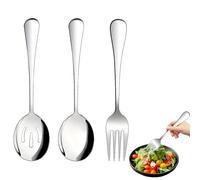 Serving Spoons and Fork Set, 3 Pcs Stainless Steel Serving Utensils Large Serving Spoons Slotted Spoon and Serving Fork for Buffet, Party, Banquet and Family Gatherings