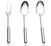 Serving Spoons Large, Stainless Steel Kitchen Utensils Set, 3-Piece Cooking Spoons for Home and Restaurant Use, Slotted Spoon and Solid Spoon for Mixing and Serving, Durable Metal Kitchen Utensils