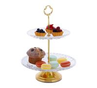 Serving stand 2-tier sweets rack fruit bowl decorative cupcake plate gold glass
