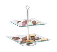 Serving stand Glass Cake Display Silver Snack Holder Compact Stainless Steel