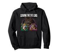 Serving The Cat Lord Funny Feline Royal Master Design Pullover Hoodie