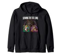 Serving The Cat Lord Funny Feline Royal Master Design Zip Hoodie