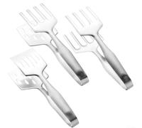 Serving Tongs with Stainless Steel Spatula Clamp for Safe Flipping and Lifting of For Fish, Steak, and Other Foods on Grill and Stove Cooking Applications (B)