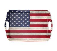 Serving Tray Decorative Tray with Handles Multi-Purpose Rectangular Serving Trays for Restaurant, Parties, Coffee Table, Kitchen - American Flag