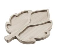 Serving Tray, Food Divided Platter, 14.57x11.02 Inches Rustic Holiday Style Wooden Leaf Shape Design, Cheese Board Plate Divider for Thanksgiving, Halloween, Snack, Bread & Dessert Use