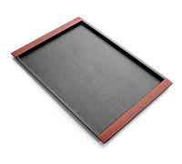 Serving Tray for Eating, Large Plastic Tray for Food Serving, Black Trays Rectangular Anti-Slip Top and Bottom with Easy Grip Handles for Dinner, Drinks, Tea, Party (43 * 30cm)