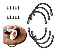 Serving Tray Handles Hardware, Side Fixing Handle for Trays Cutting Board and Charcuterie Board，Metal Rustic Curved Handle Pulls for Wood Box Drawer Pack of 6