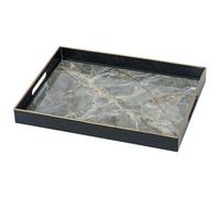 Serving Tray, Marble Plastic Food Trays for Eating on Lap Decor Coffee Tray with Handles Rectangular Non-slip Candle Plate, 40x30x4 cm Large Drinks Platter for Kitchen/Living Room/Bedroom/Party