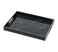 Serving Tray, Marble Plastic Food Trays for Eating on Lap Decor Coffee Tray with Handles Rectangular Non-slip Candle Plate, 40x30x4 cm Large Drinks Platter for Kitchen/Living Room/Bedroom/Party
