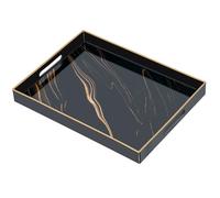 Serving Tray, Modern Plastic Food Trays for Eating on Lap Decor Coffee Tray with Handles Rectangular Non-slip Candle Plate, 40x30x4 cm Large Drinks Platter for Kitchen/Living Room/Bedroom/Party