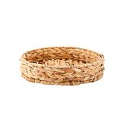 Serving Tray Set Crafted from Hand Woven Water Hyacinth with Metal Frame and Handles, for Functional and Decorative Storage in Various Rooms (Round fruit tray)