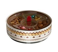 Serving Tray with Compartments with 5 Separate Compartments and Transparent Retro Rotating Lid - Party Serving Trays for Birthday Picnic Fruits Nuts Candy Pistachios and