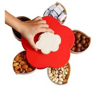 Serving Tray with Dividers,Petal Shape Rotating Divided Container | Snack Platter - for Buffet Brunch Dinner Lunch Bar Home Outdoor Camping Beach Kitchen Picnic Party