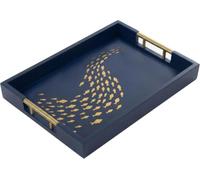 Serving Tray with Gold Fish Design, Navy by Death Decor