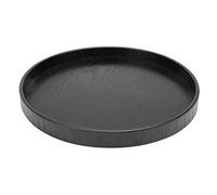 Serving Tray, Wooden Black Round Tea Cup Tray Tea Plate Holder Decorative Serving Plate for Teahouse, Cafe (Black 24cm)