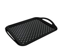 Serving Trays with Handles Rectangular Plastic Trays Non Slip Platters for Food/Drink/Tea (Black, 42 * 29cm)