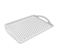 Serving Trays with Handles Rectangular Plastic Trays Non Slip Platters for Food/Drink/Tea (White, 42 * 29cm)