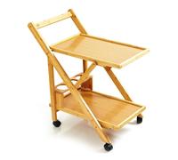 Serving trolley 2 shelves 4 rollers 66x70x40.5cm (WxHxD) bamboo