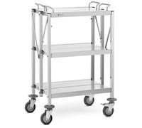 Serving Trolley 3 Shelves 40 x 58 cm 90 kg Foldable Royal Catering - Waiter Trolleys by Silver