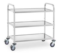 Serving Trolley Stainless Steel 3 Troughs Up to 500 kg 2 Brakes - Waiter Trolleys by Royal Catering Silver