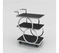 Serving Trolleys Storage Cart, 3 Tier Wine Hotel Shelf Mobile Kitchen Dining With Wheeled Dessert Vegetable Service Trolley(Silver A)