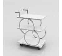 Serving Trolleys Storage Cart, 3 Tier Wine Hotel Shelf Mobile Kitchen Dining With Wheeled Dessert Vegetable Service Trolley(Silver B)