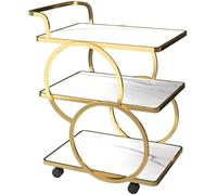 Serving Trolleys Storage Cart, 3 Tier Wine Hotel Shelf Mobile Kitchen Dining With Wheeled Dessert Vegetable Service Trolley(Gold B)
