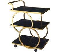 Serving Trolleys Storage Cart, 3 Tier Wine Hotel Shelf Mobile Kitchen Dining With Wheeled Dessert Vegetable Service Trolley(Gold A)