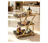 Serving Trolleys Storage Cart, 3 Tier Wine Hotel Shelf Mobile Kitchen Dining With Wheeled Dessert Vegetable Service Trolley