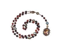 Servite Rosary of the Seven Sorrows Paternosters Prayer Beads Chain Religious Holy Blessed Virgin Mary Pendant Y-Necklace, 31.5 inch+6.3 inch, Zinc Alloy, Agate,