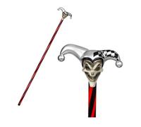 Servllcell Jester Skull Cane Staff Prop,Sinister Jester Costume Accessories,Plastic Joker Cane,Halloween Staff Cosplay Party(Silver)
