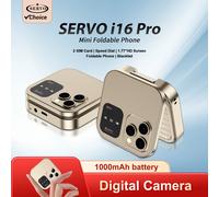 SERVO i16PRO 2G GSM Dual SIM Flip Mini Mobile Phone Auto Call Record Speed Dial Magic Voice FM Radio Small Fold Telephone Type-C gold