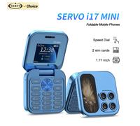 SERVO i17 Mini Dual SIM Card Fold Mobile Phone 2G Network Video Player Flashlight FM Radio Magic Voice Small Box Flip Cellphones Pink