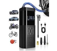SERVOMASTER Tyre Infator Air Compressor, Rechargeable Air Compressor with Pressure Gauge, Electric Bike Pump Battery 150PSI, Portable Car Tyre Pump with LED for Car Bicycle Motorbike Ball