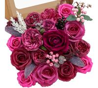 Serwalin Artificial Flowers Dark Magenta Hot Pink Fake Wedding Flowers Silk Flowers Faux Cake Flowers for DIY Wedding Bouquets Centerpieces Home Decorations Baby Shower Floral Arrangements