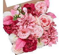 Serwalin Artificial Flowers Hot Pink Fake Flowers for Home Decor Silk Flowers for DIY Flowers for Decorations Table Centerpieces Cake Flowers Wedding Flowers Spring Flowers