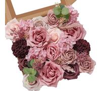 Serwalin Artificial Flowers Pink Fake Flowers Combo Box Set Silk Flowers with Stems for DIY Wedding Bouquets Bridal Shower Centerpieces Arrangements Party Cake Decorations