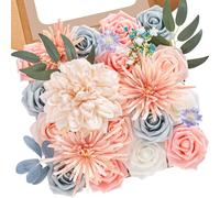 Serwalin Artificial Flowers, Pink Wedding Flowers Fake Flowers for DIY Wedding Bridal Bouquets Arrangements Baby Shower Home Cake Decor