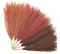 Serwalin Faux Pampas Grass Decor 6PCs, 17.7"Inch Small Pampas, Orange & Wine, Fake Christmas Centerpieces