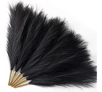 Serwalin Pampas Grass Black 12pcs 17 Inch, Faux Pampas Grass Short Artificial Pampas Home and Party Decoration, Fake Pompous Grass Bouquet Black Living Room Bathroom Decor Halloween Party
